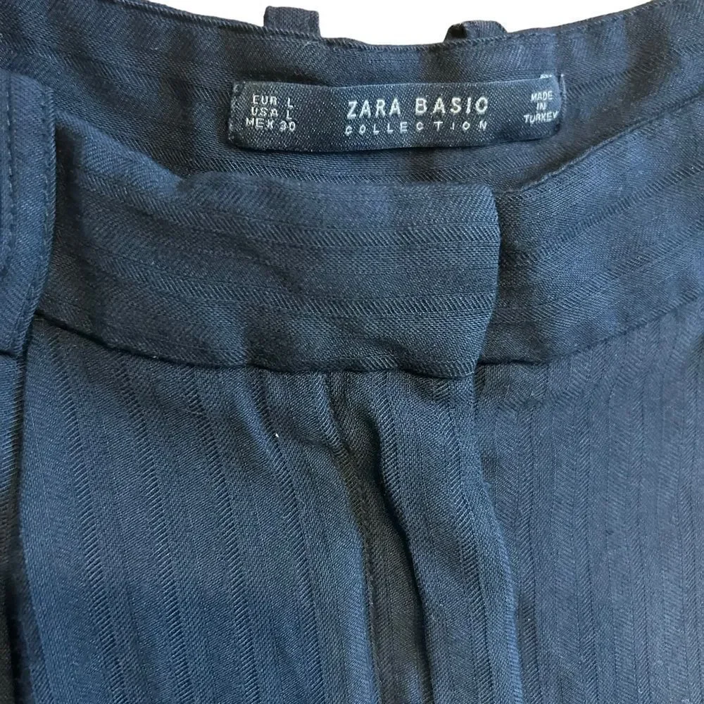 Zara Flowy Tapered Trousers with Herringbone Stripes